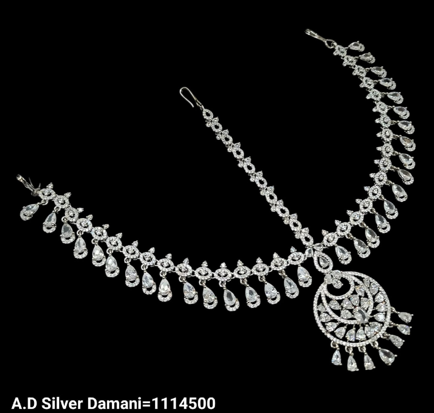 American Diamond Silver Plated Damini Set