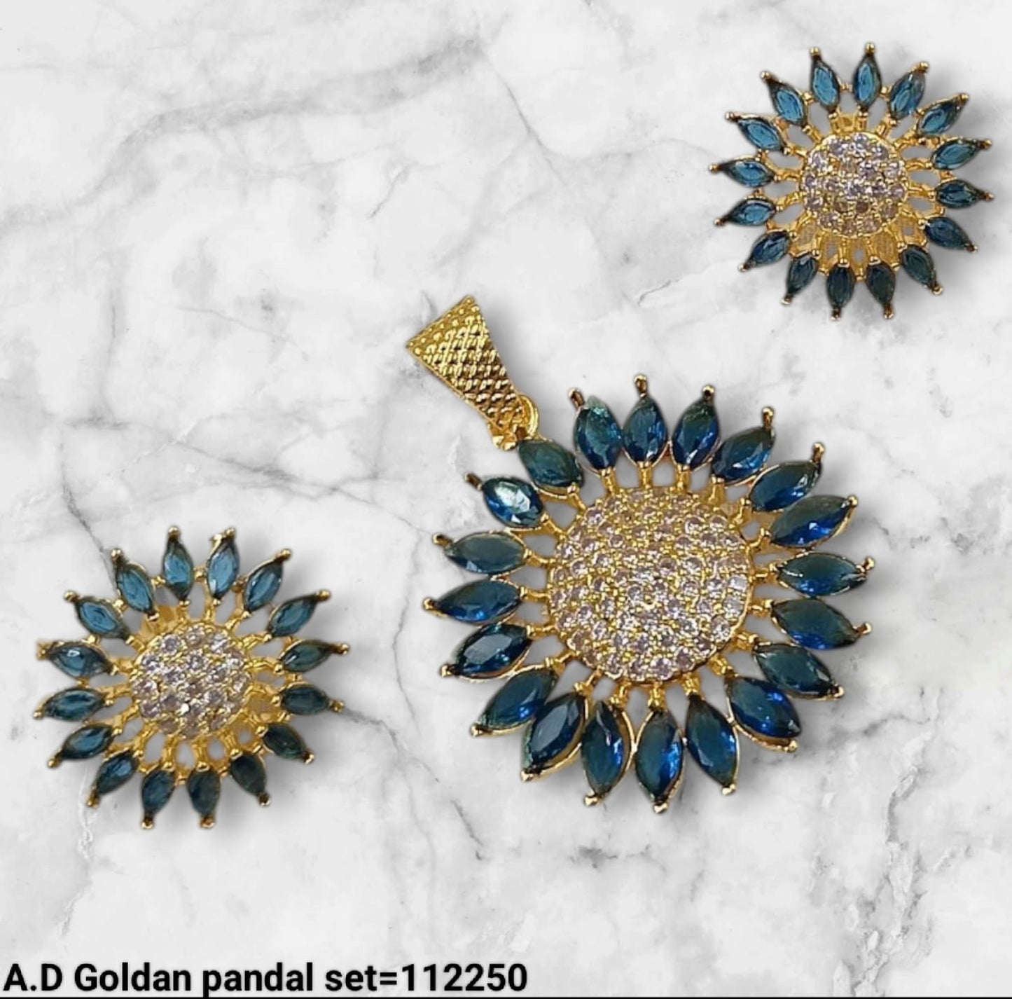 Gold Plated American Diamond Pendant Set