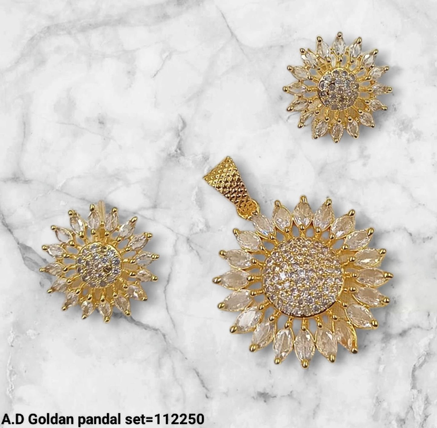 Gold Plated American Diamond Pendant Set