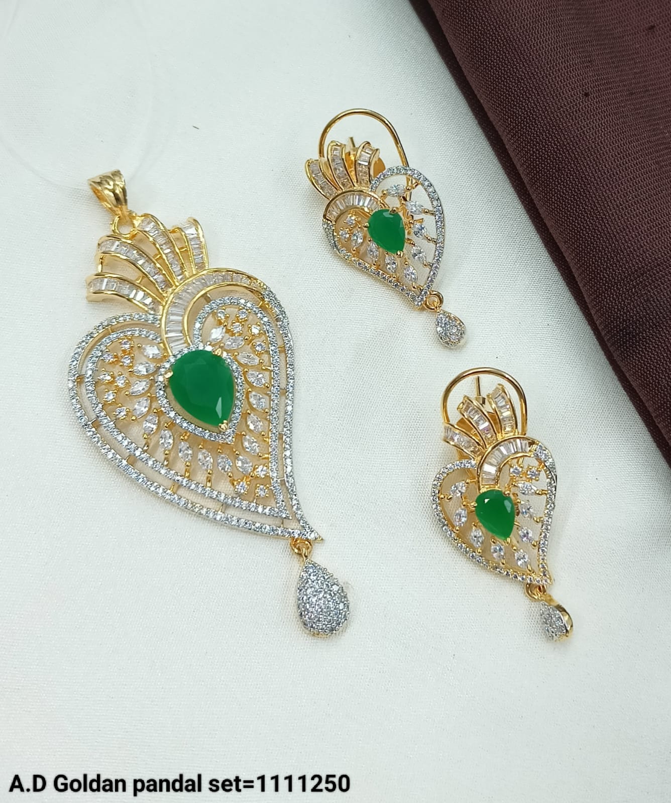 Floral Heart Pendant & Matching Earrings Set – AD Embellished