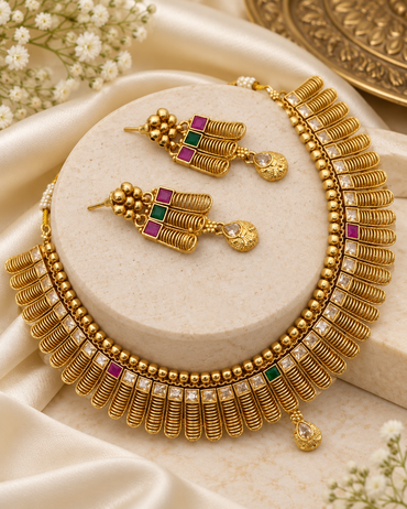 Heritage Premium Copper Matte Gold Choker Set