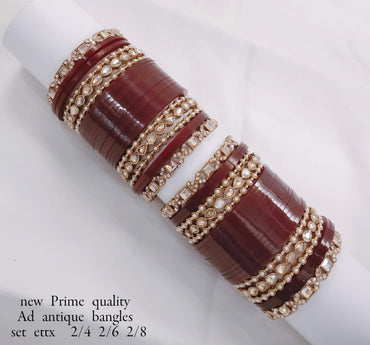 Antique Gold Plated Bridal Bangle Set