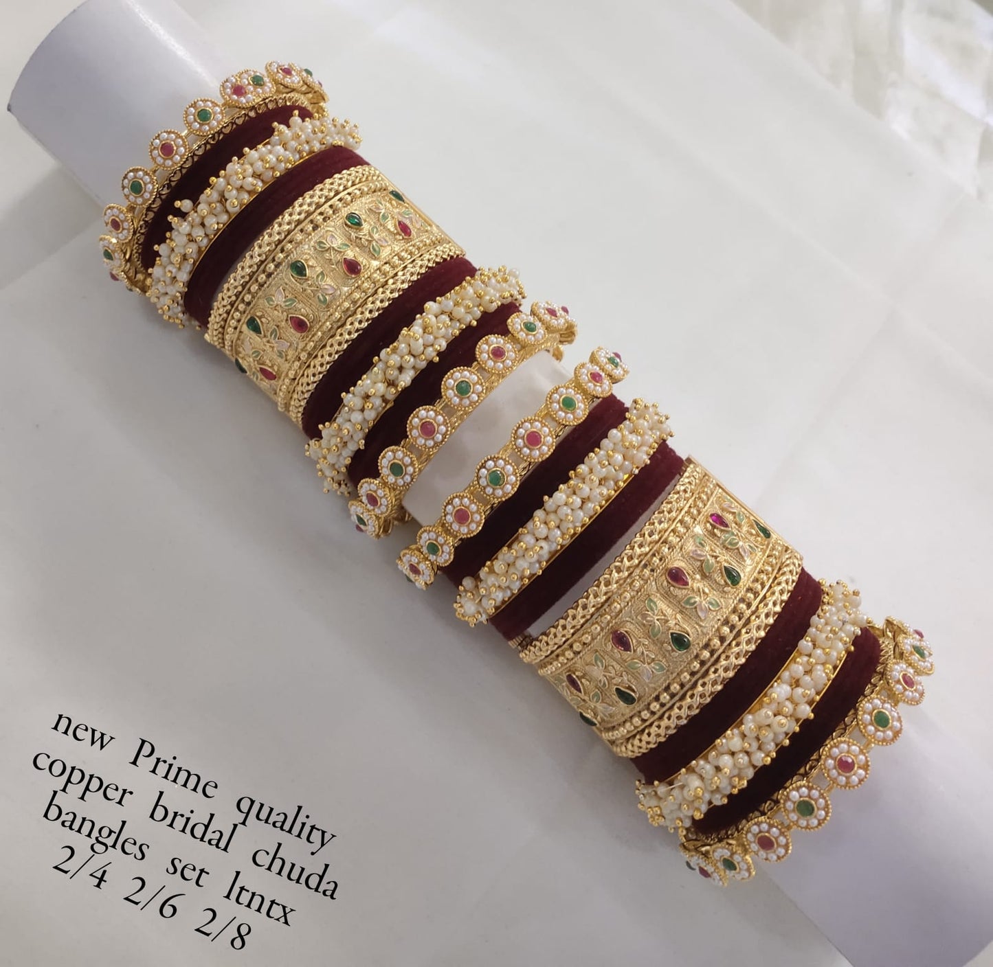 Gold Plated Velvet Chuda Set