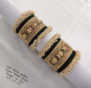 Gold Plated Velvet Bangel Set