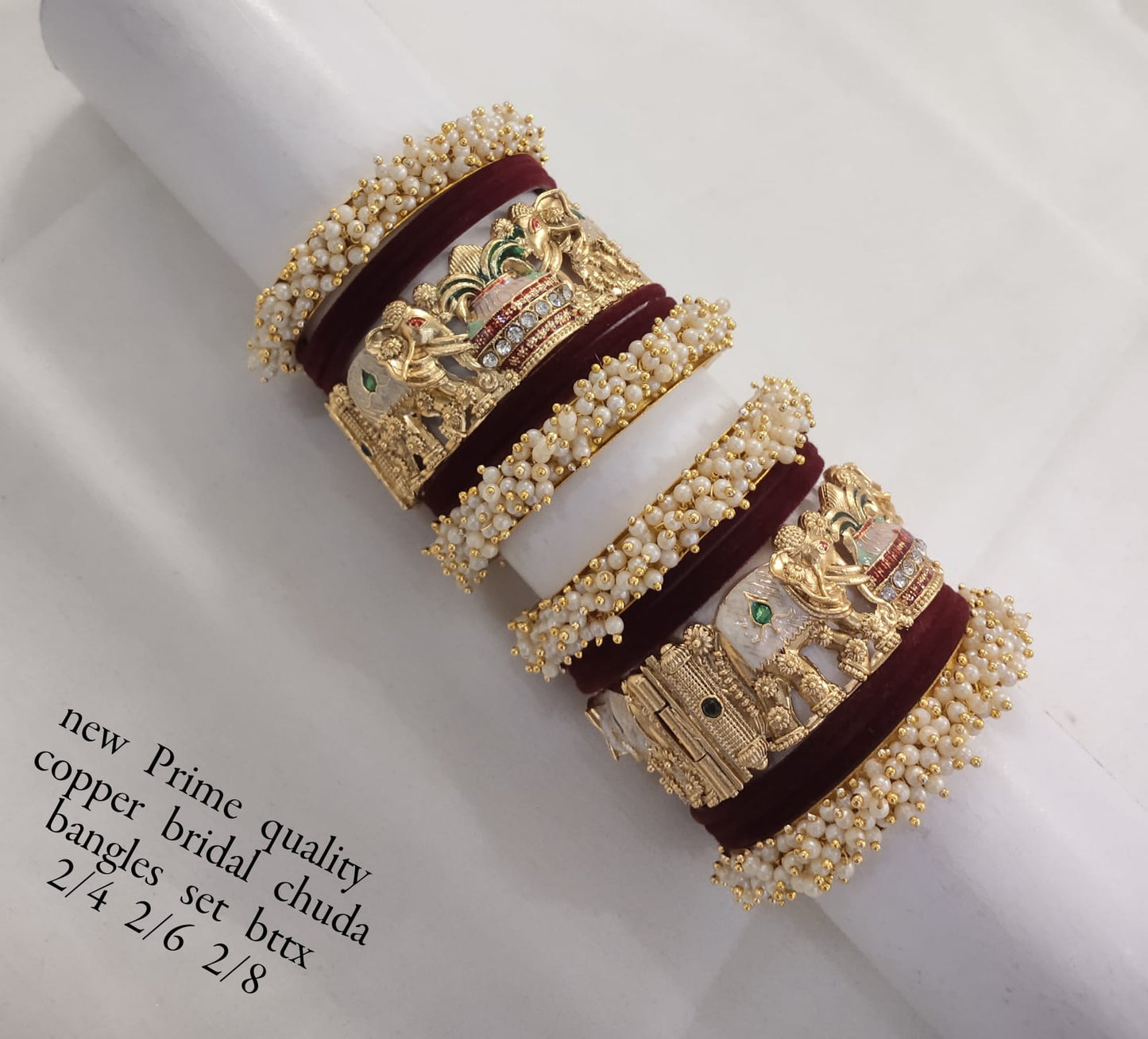 Gold Plated Velvet Chuda Set