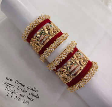 Gold Plated Velvet Chuda Set