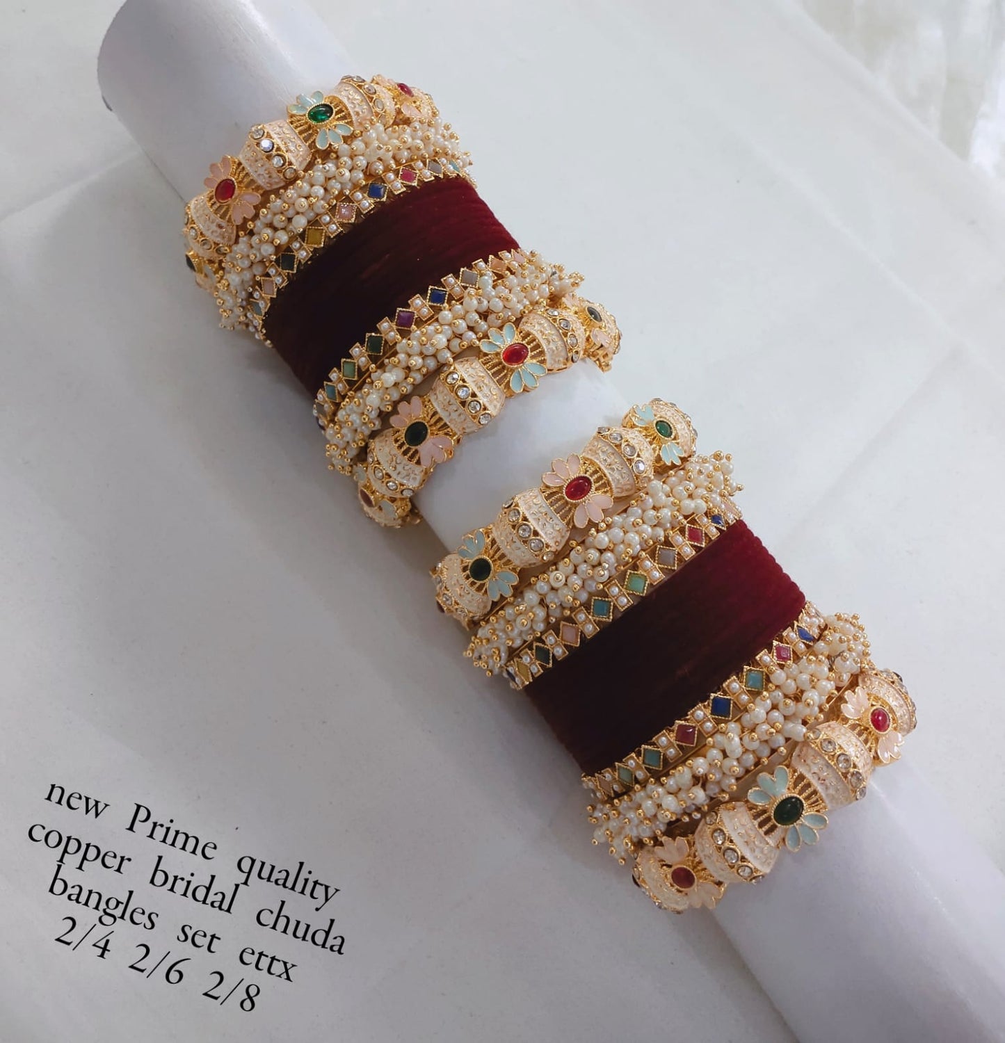 Gold Plated Velvet Bridal Chuda Set