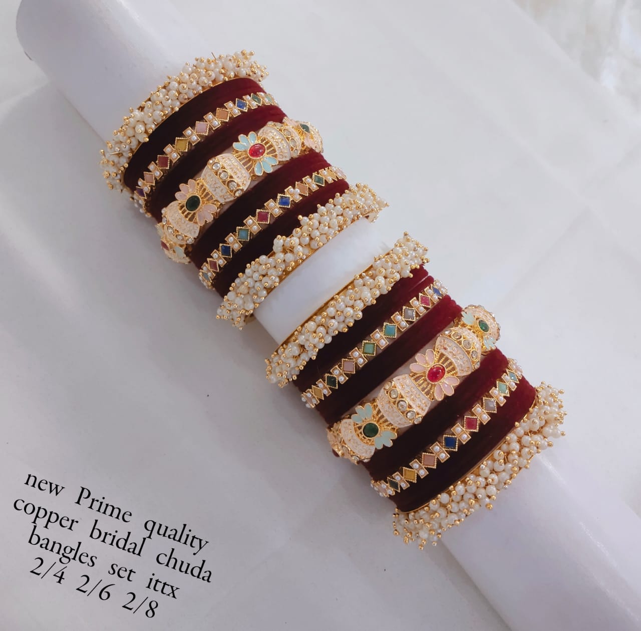 Gold Plated Velvet Bridal Chuda Set