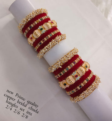 Gold Plated Velvet Bridal Chuda Set