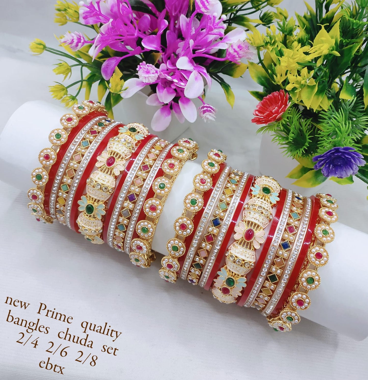 Bridal Chuda Bangle Set – Designer Stone-Studded Traditional Jewelry