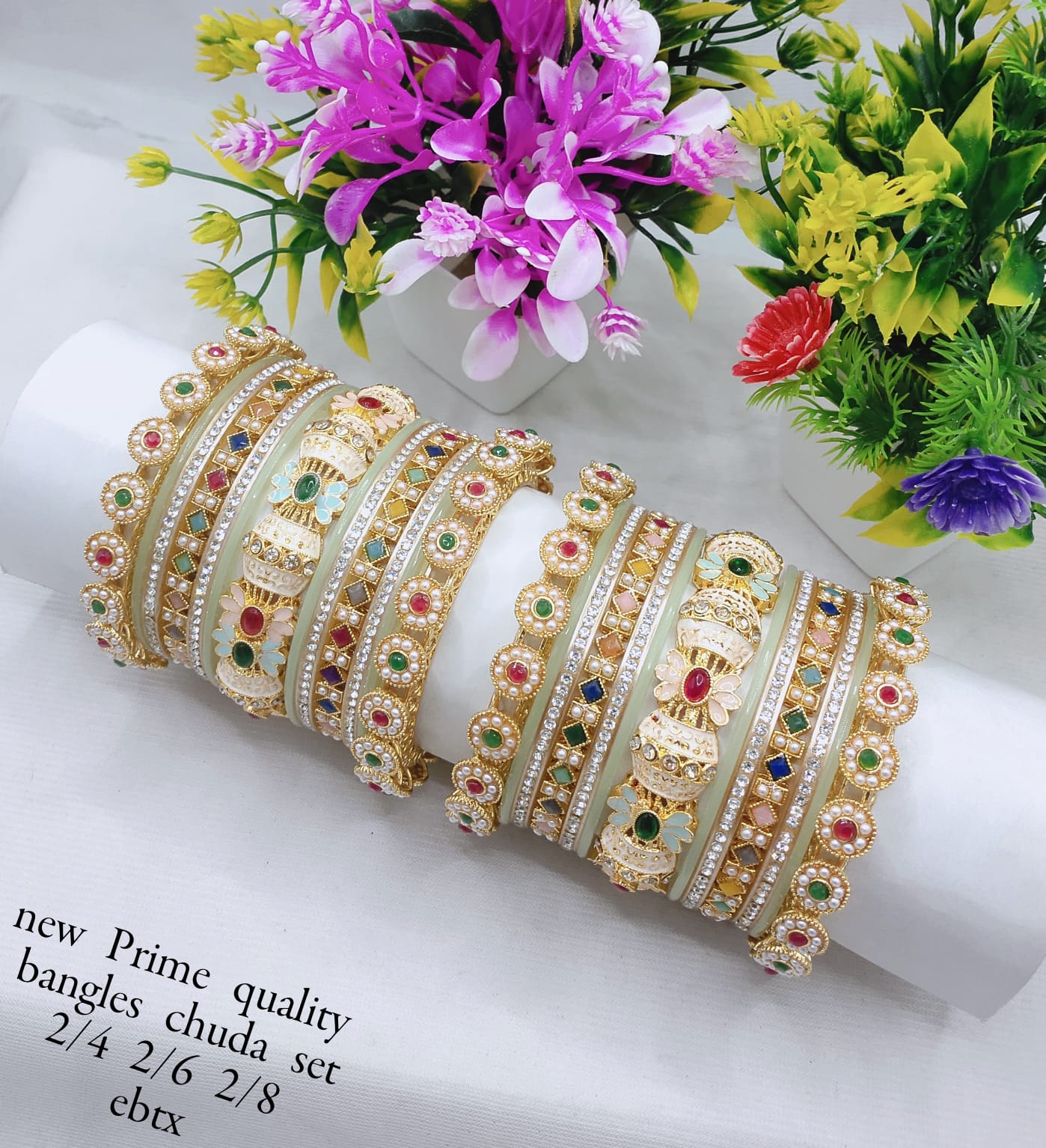 Bridal Chuda Bangle Set – Designer Stone-Studded Traditional Jewelry