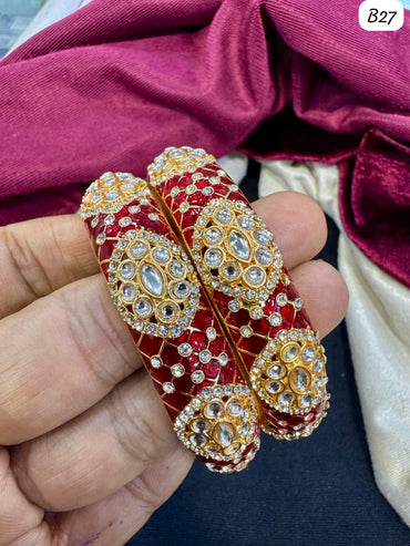 Designer Kundan CZ Stone Bridal Bangles – Traditional Wedding Jewelry | Lucentemarket