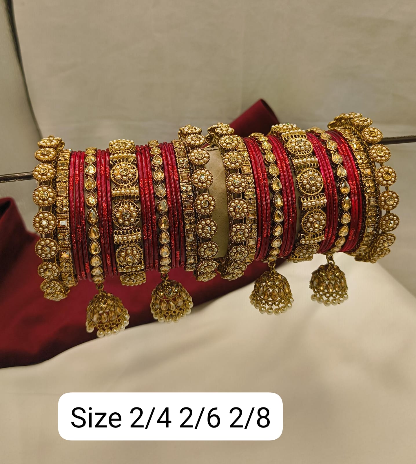 Weddings Gold-Tone Bridal Chuda Bangle Set With Latkans Jhumka