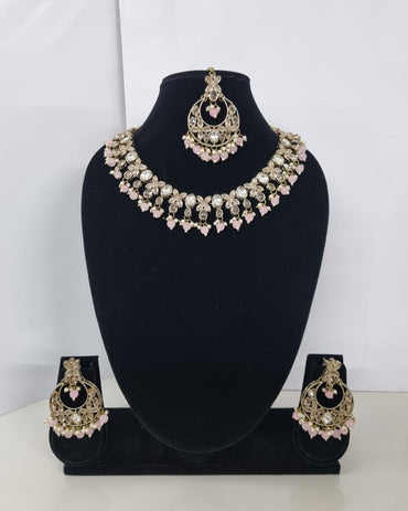 Handcrafted Floral Antique Gold Plated Necklace Set For woman