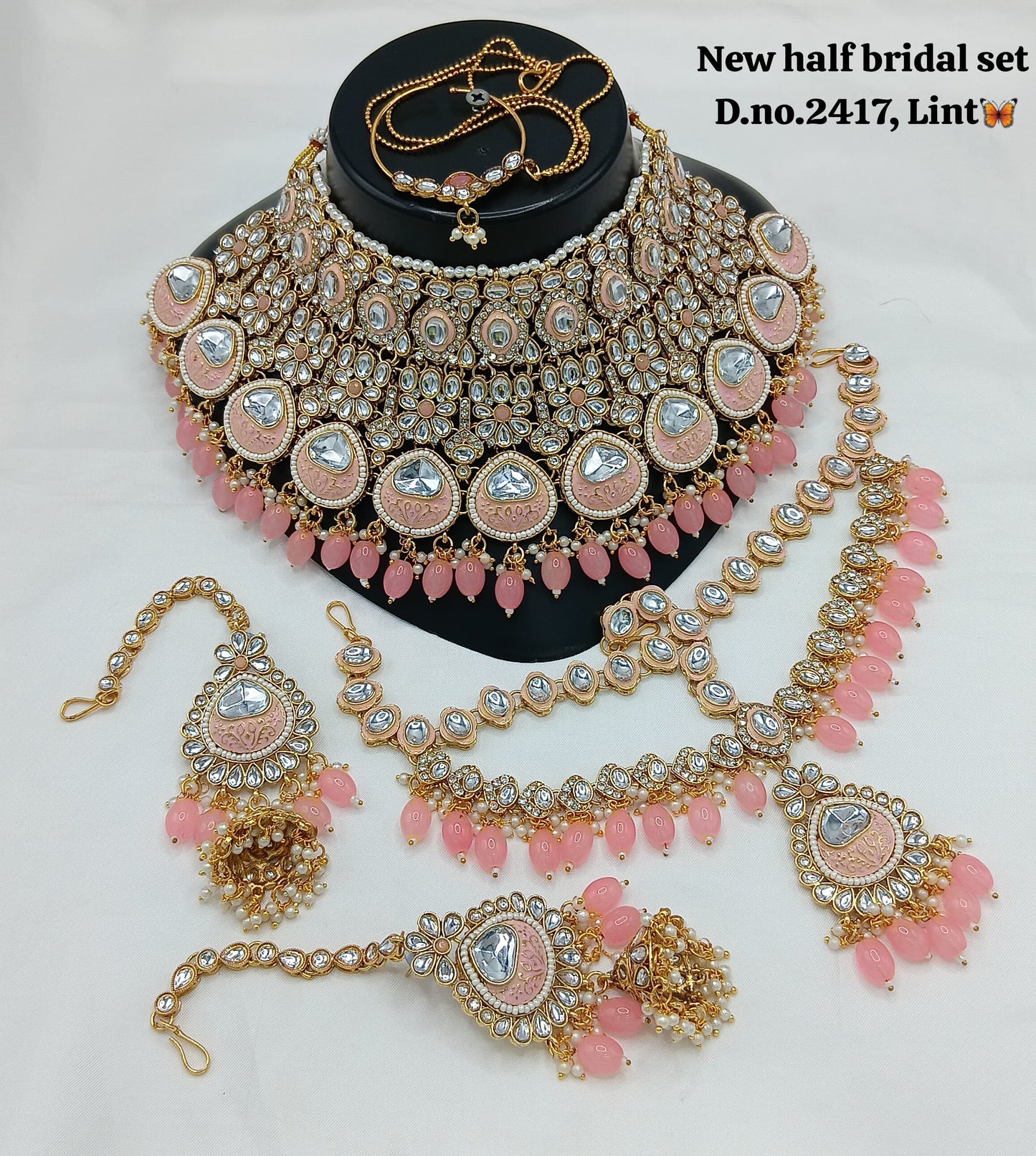 Gold Plated Meenakari Half Bridal Set