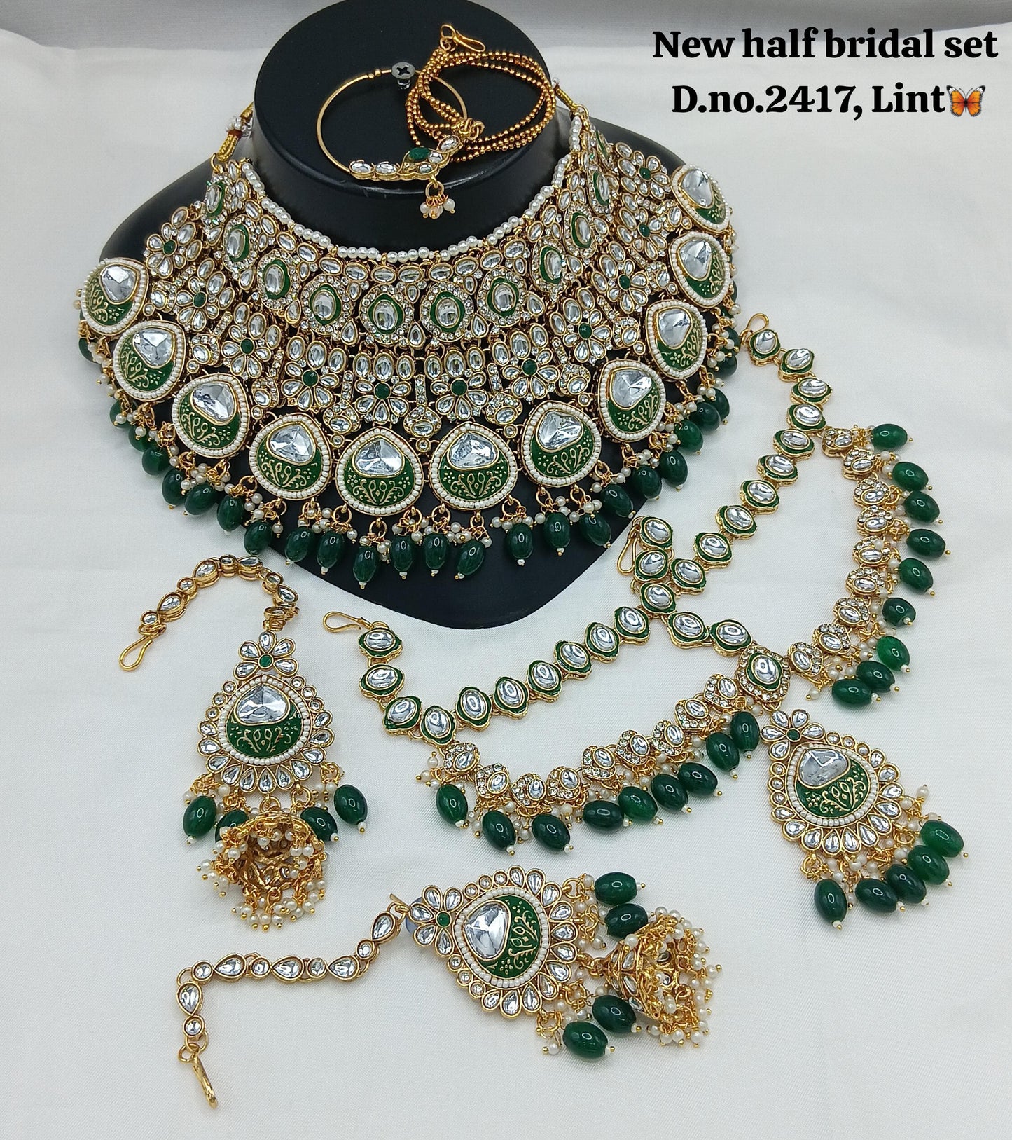 Gold Plated Meenakari Half Bridal Set