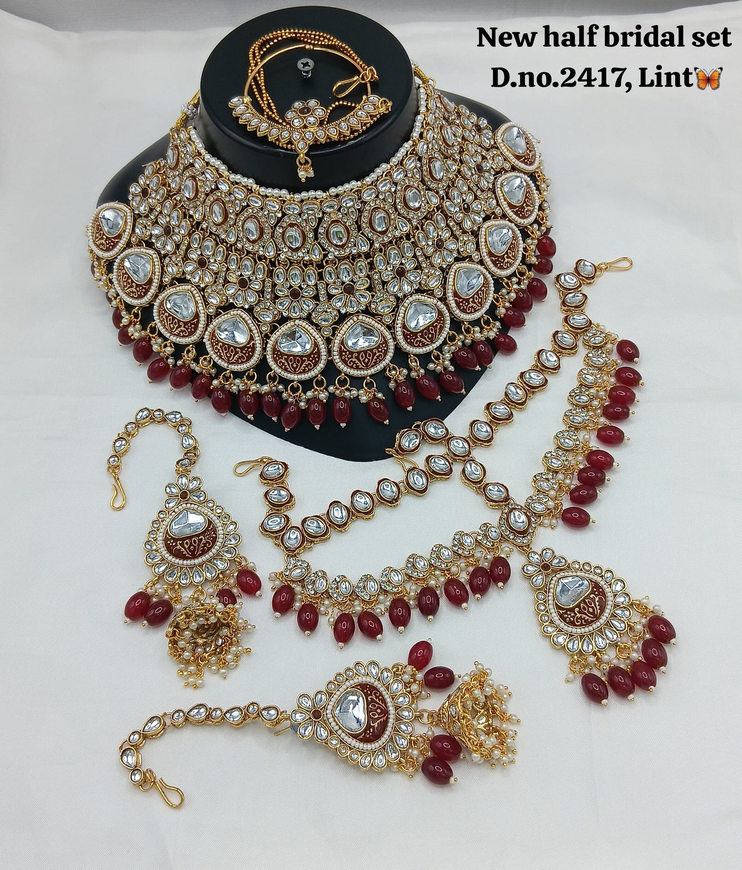 Gold Plated Meenakari Half Bridal Set