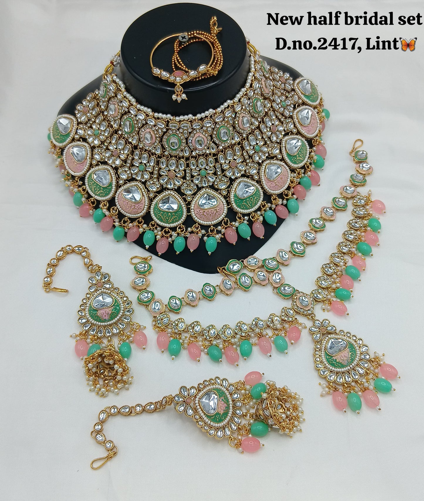Gold Plated Meenakari Half Bridal Set