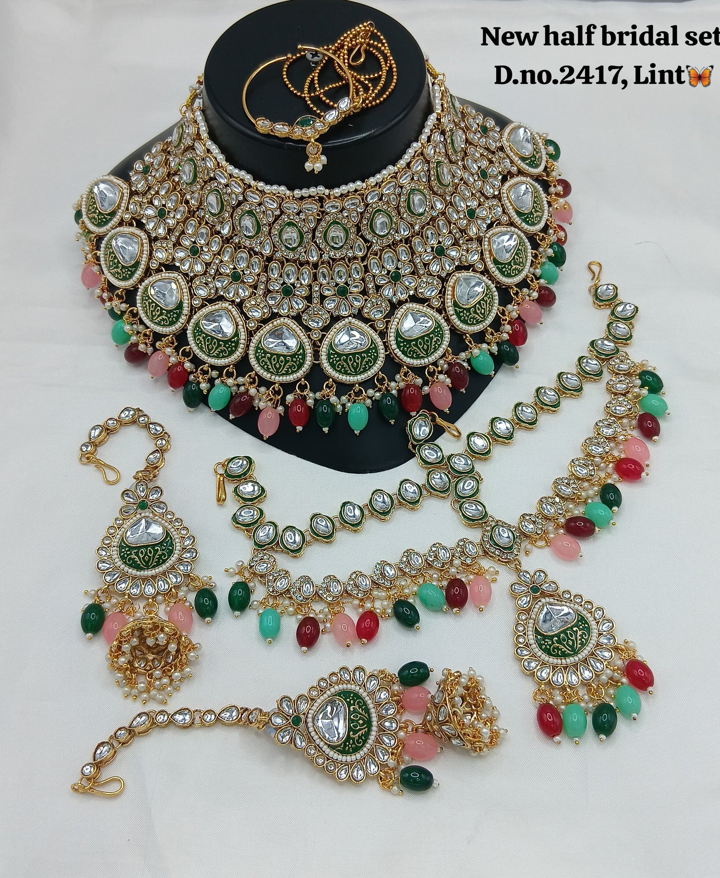 Gold Plated Meenakari Half Bridal Set