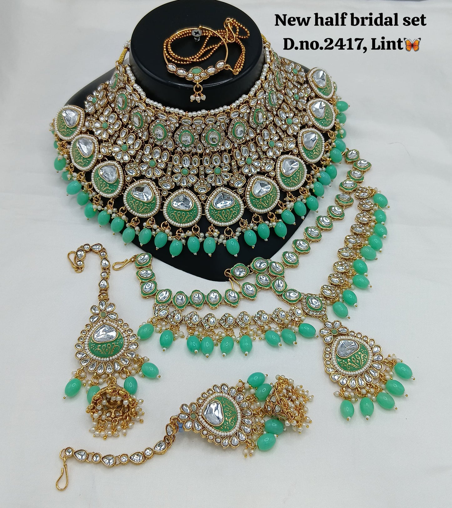 Gold Plated Meenakari Half Bridal Set