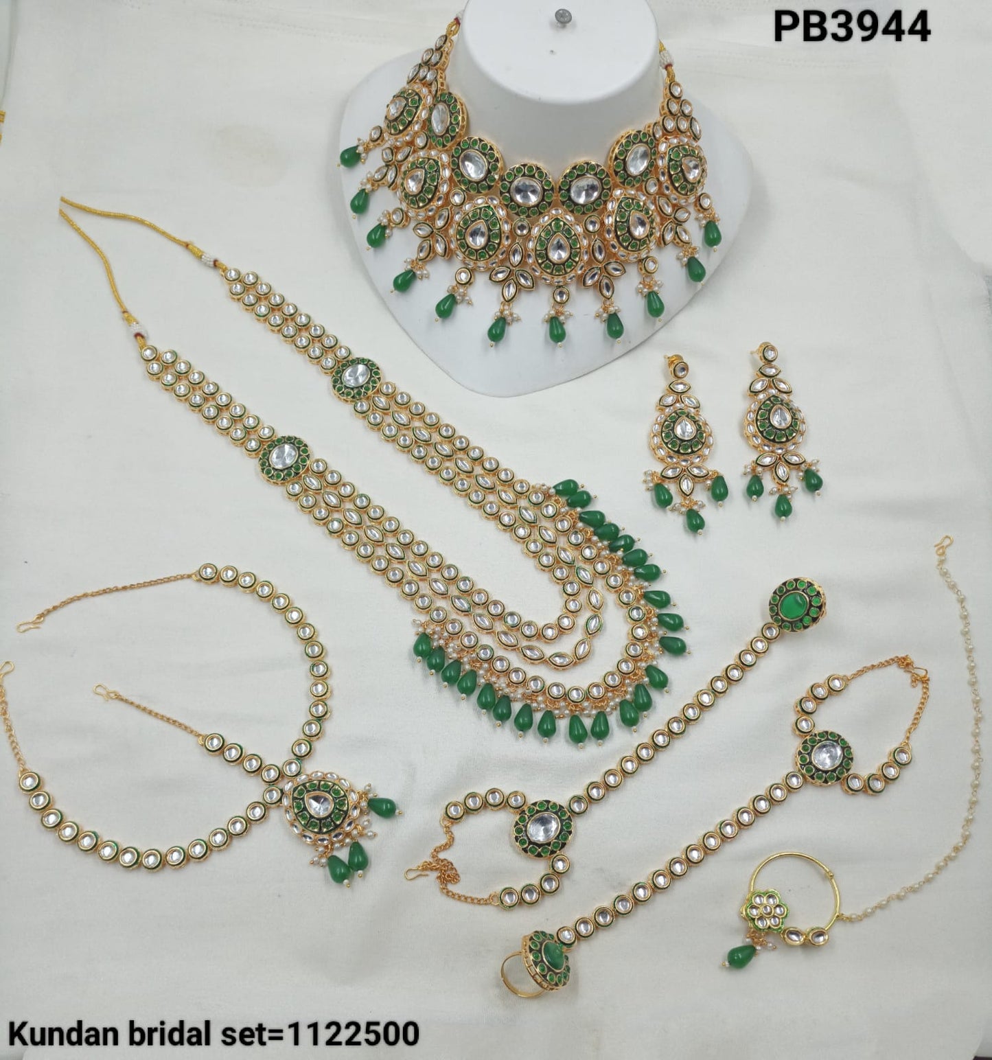 Complete Bridal Jewellery Set with Choker, Layered Necklaces, Earrings & Accessories