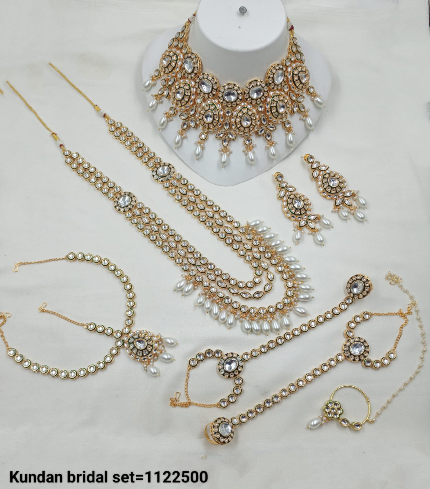 Complete Bridal Jewellery Set with Choker, Layered Necklaces, Earrings & Accessories