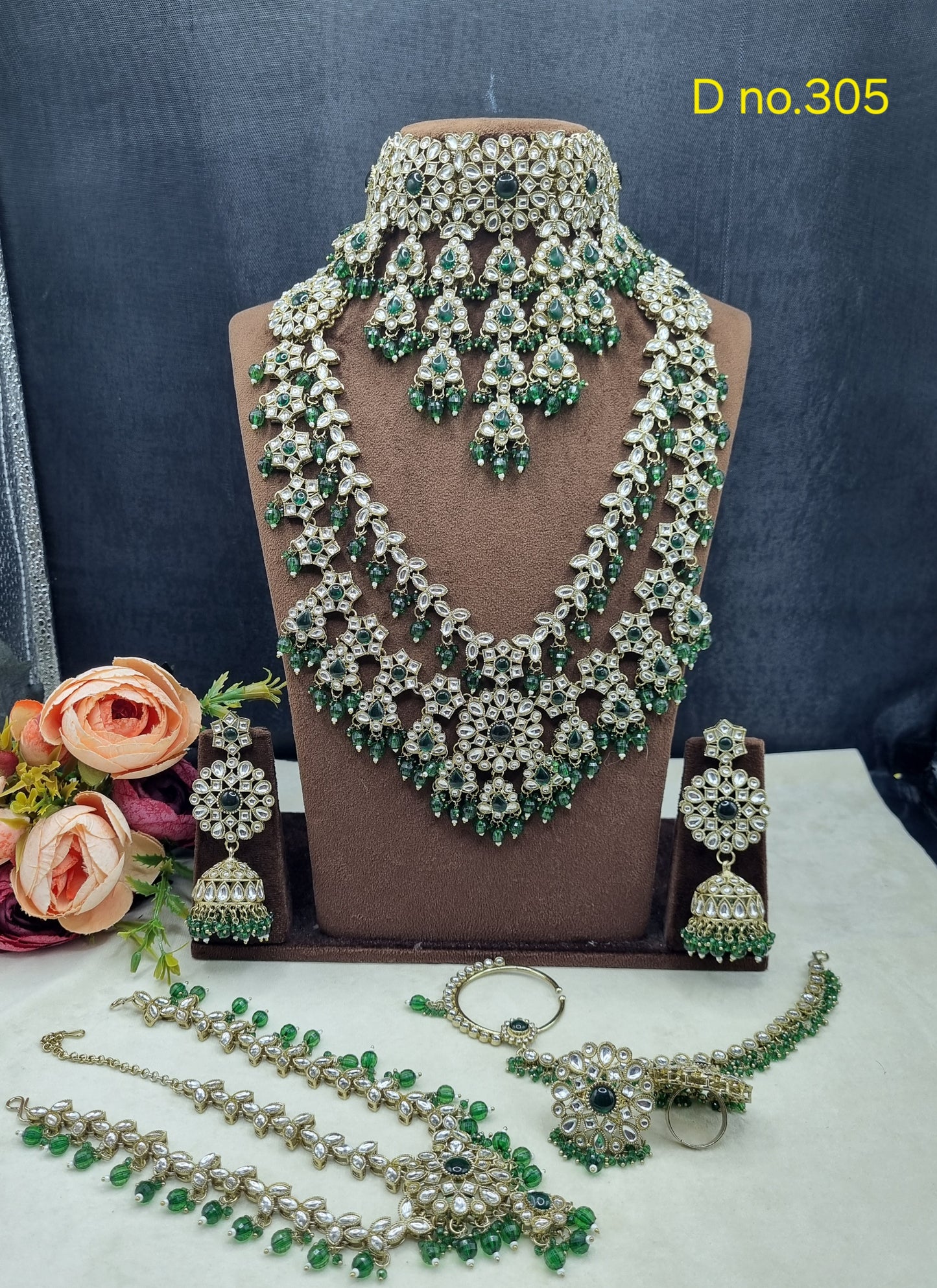 Handcrafted Grand Bridal Stone & Bead Jewelry Set