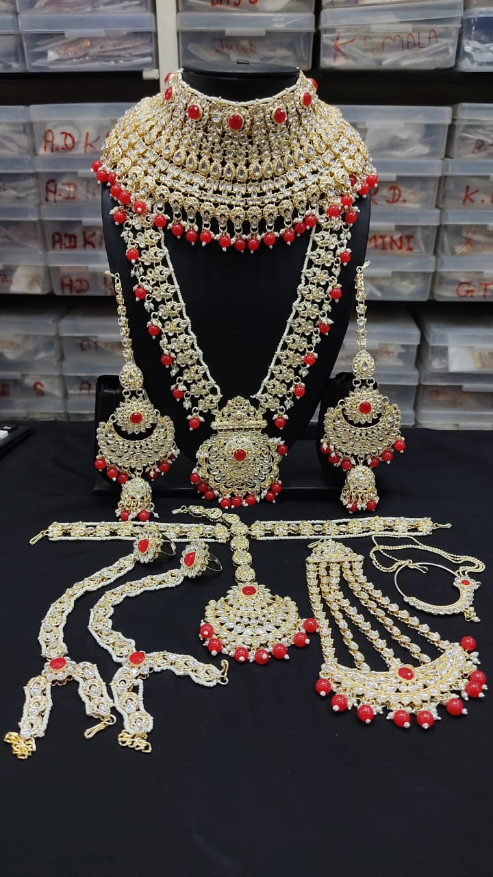 Gold-Plated Wedding Bridal Collection Jewellery Set For Woman & Girls