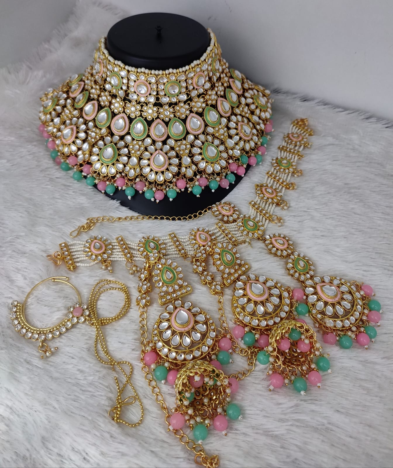 Gold Plated Kundan Stone Bridal Set