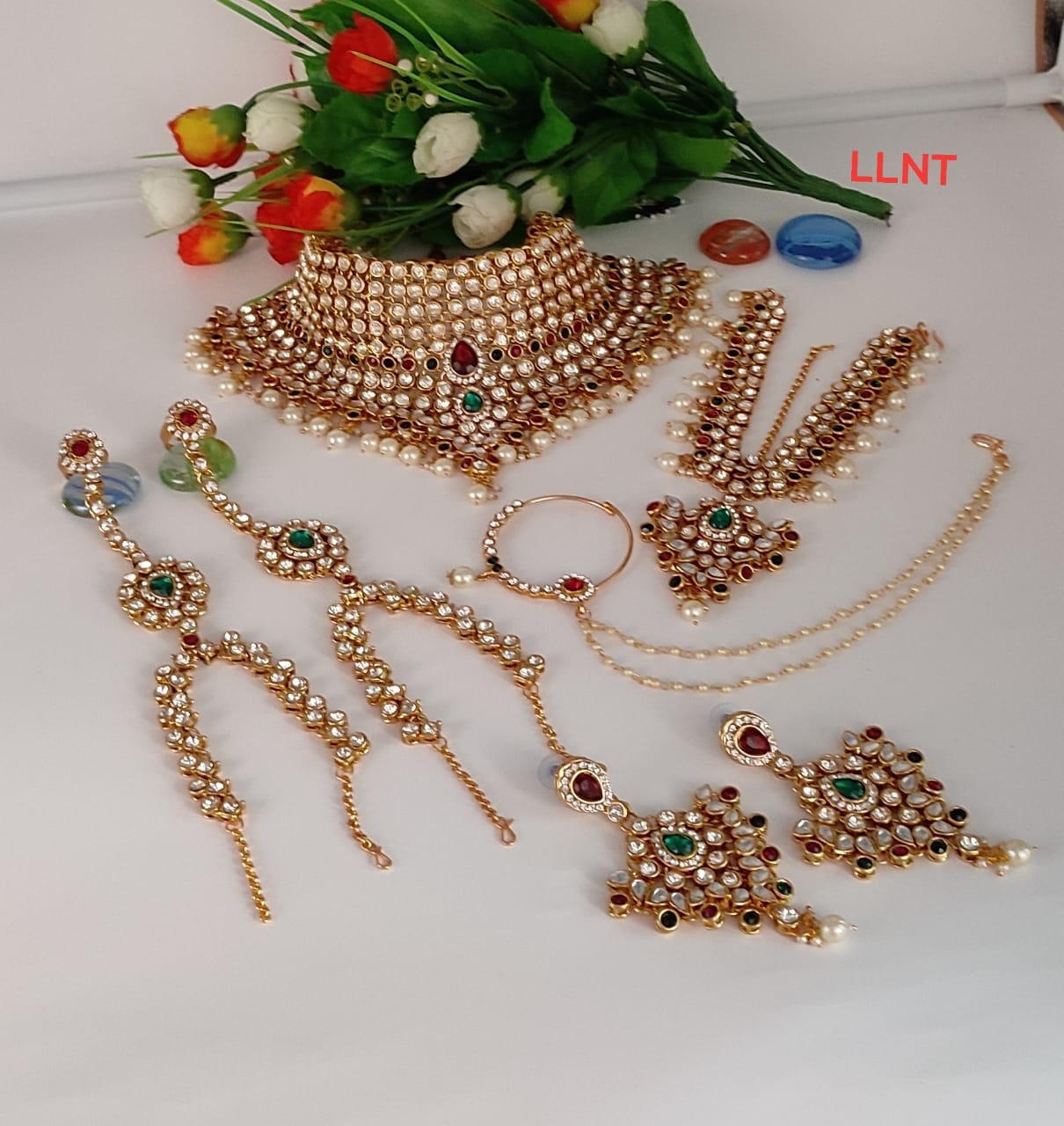 Gold Plated Kundan Stone Bridal Set