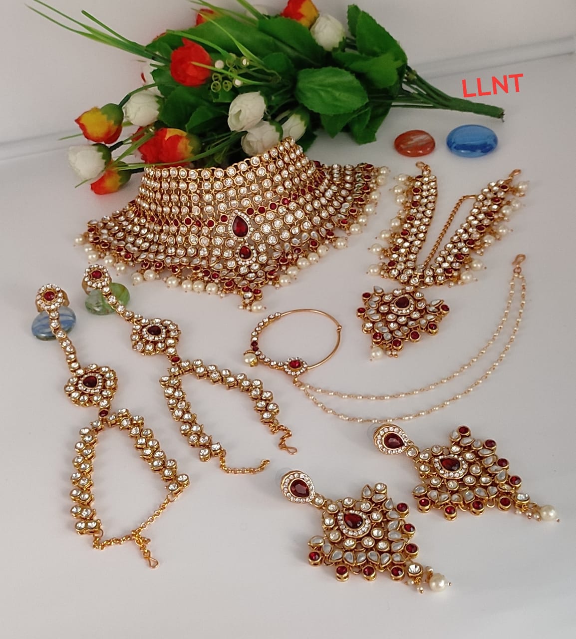 Gold Plated Kundan Stone Bridal Set