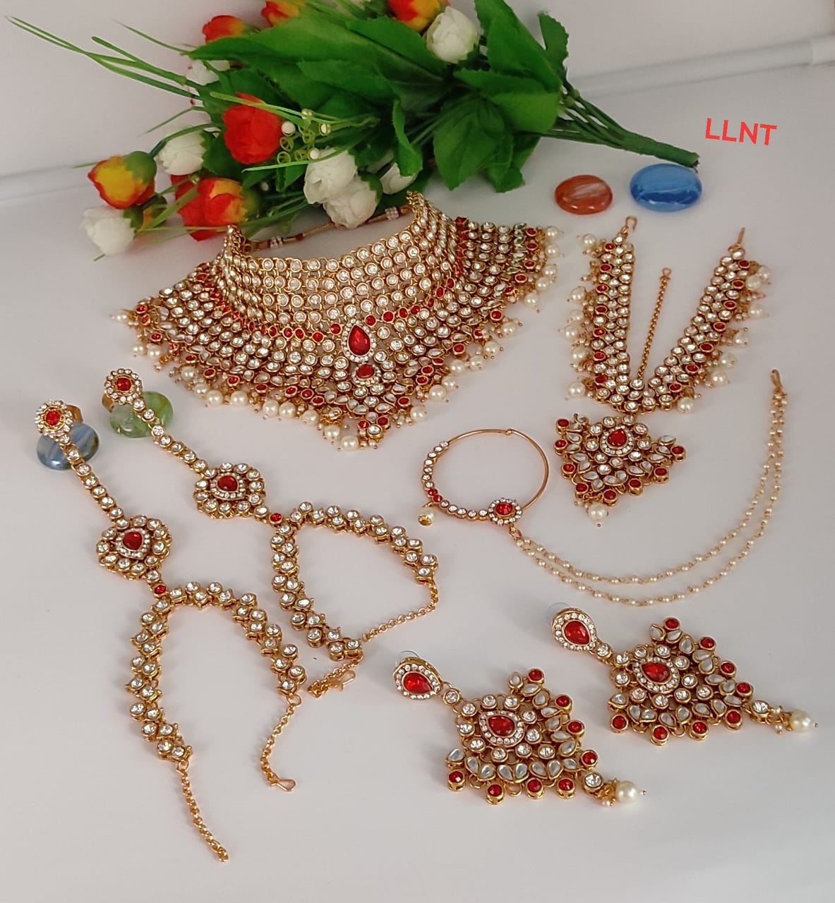 Gold Plated Kundan Stone Bridal Set