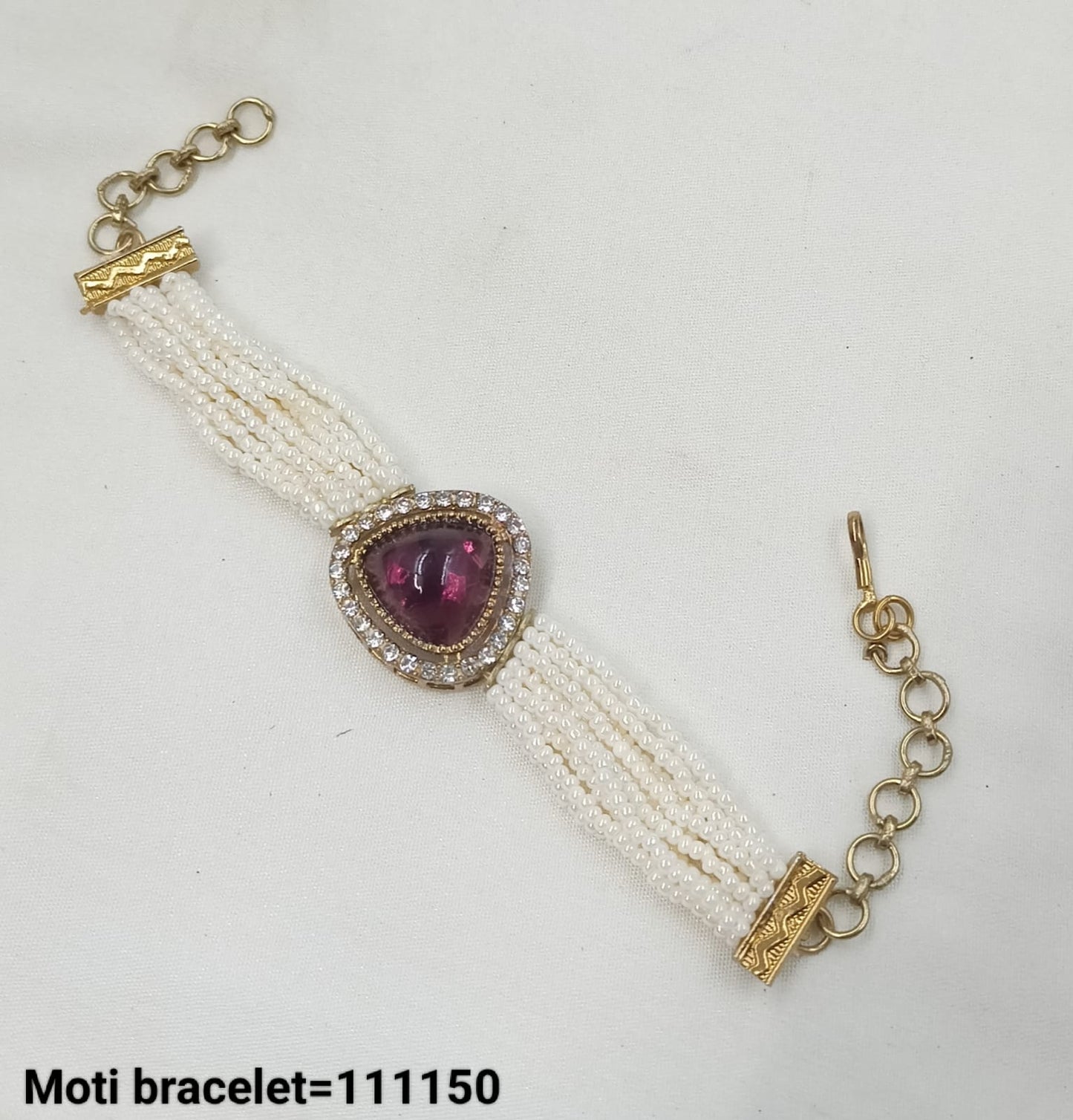 Traditional CZ Moti Beaded Bracelet with Stone Centerpiece – Lucentemarket