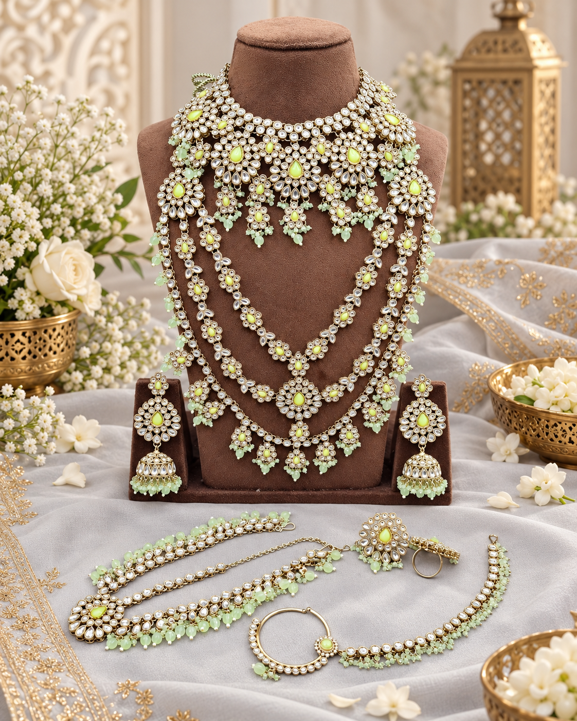 Royal Bridal Jewelry Set – Multi-Layered Haar & Choker Set