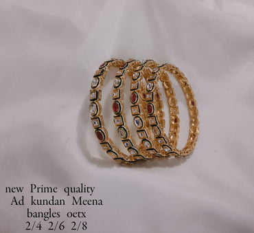 Gold Plated Kundan Bangle set