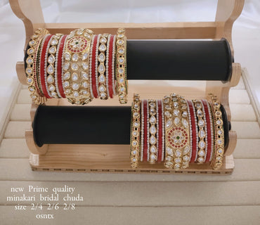 Gold Plated Kundan Bangle Set