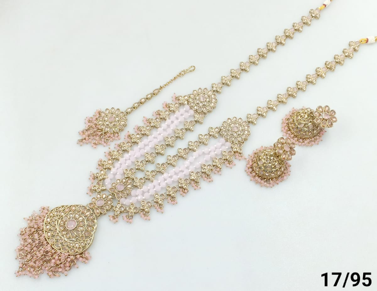 Antique Gold Plated CZ Stone Choker Jewellery set