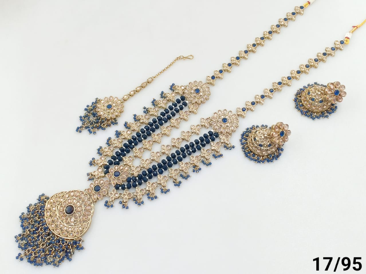 Antique Gold Plated CZ Stone Choker Jewellery set