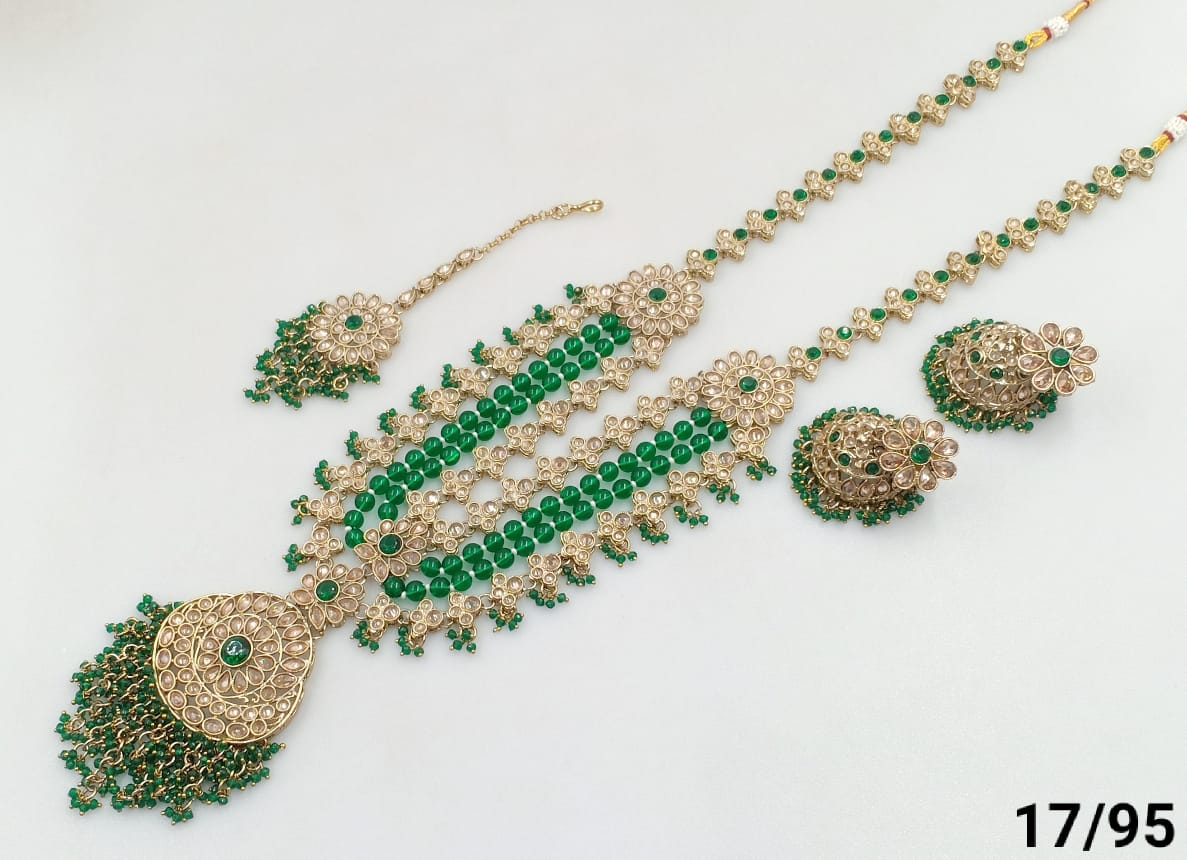 Antique Gold Plated CZ Stone Choker Jewellery set