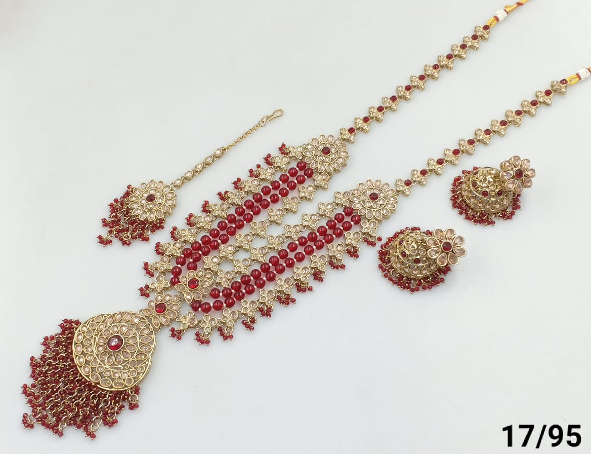 Antique Gold Plated CZ Stone Choker Jewellery set