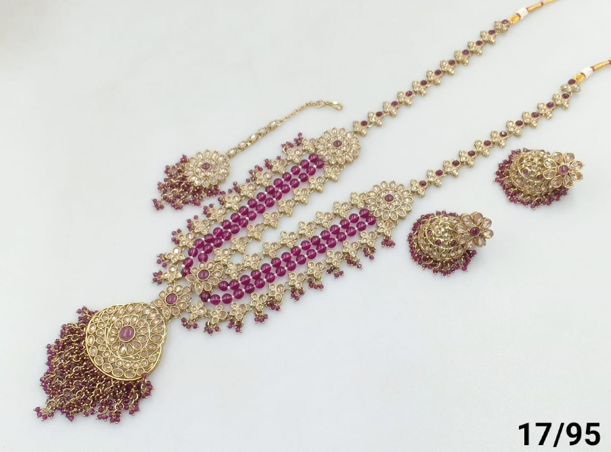 Antique Gold Plated CZ Stone Choker Jewellery set
