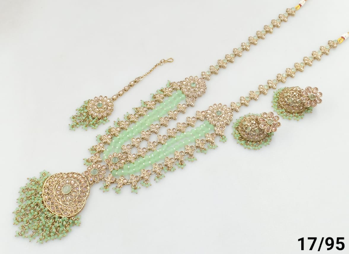 Antique Gold Plated CZ Stone Choker Jewellery set