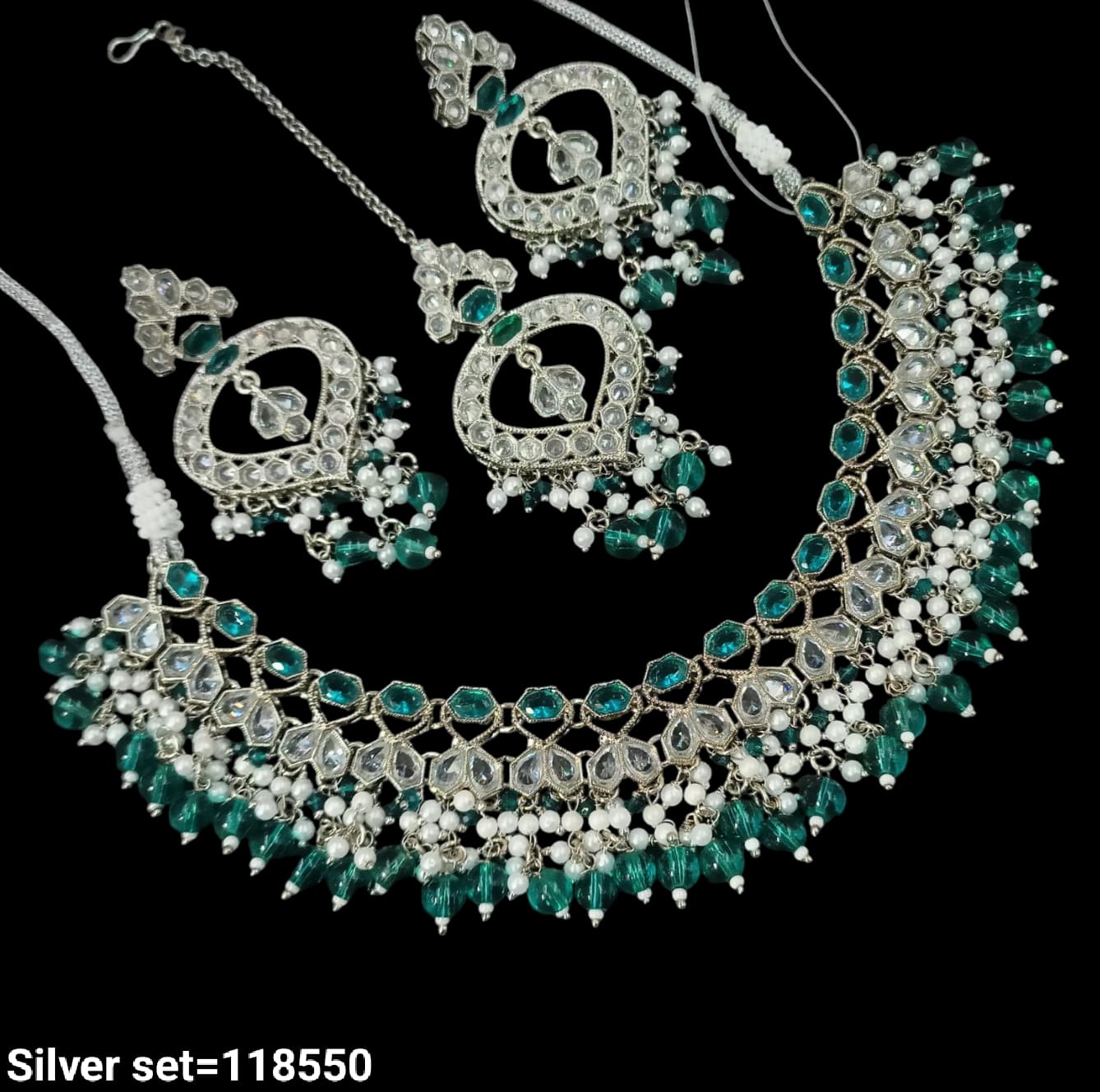 Fancy Silver Plated Choker Necklace Set