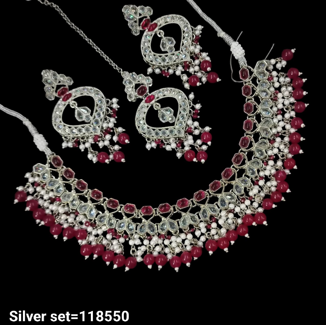 Fancy Silver Plated Choker Necklace Set