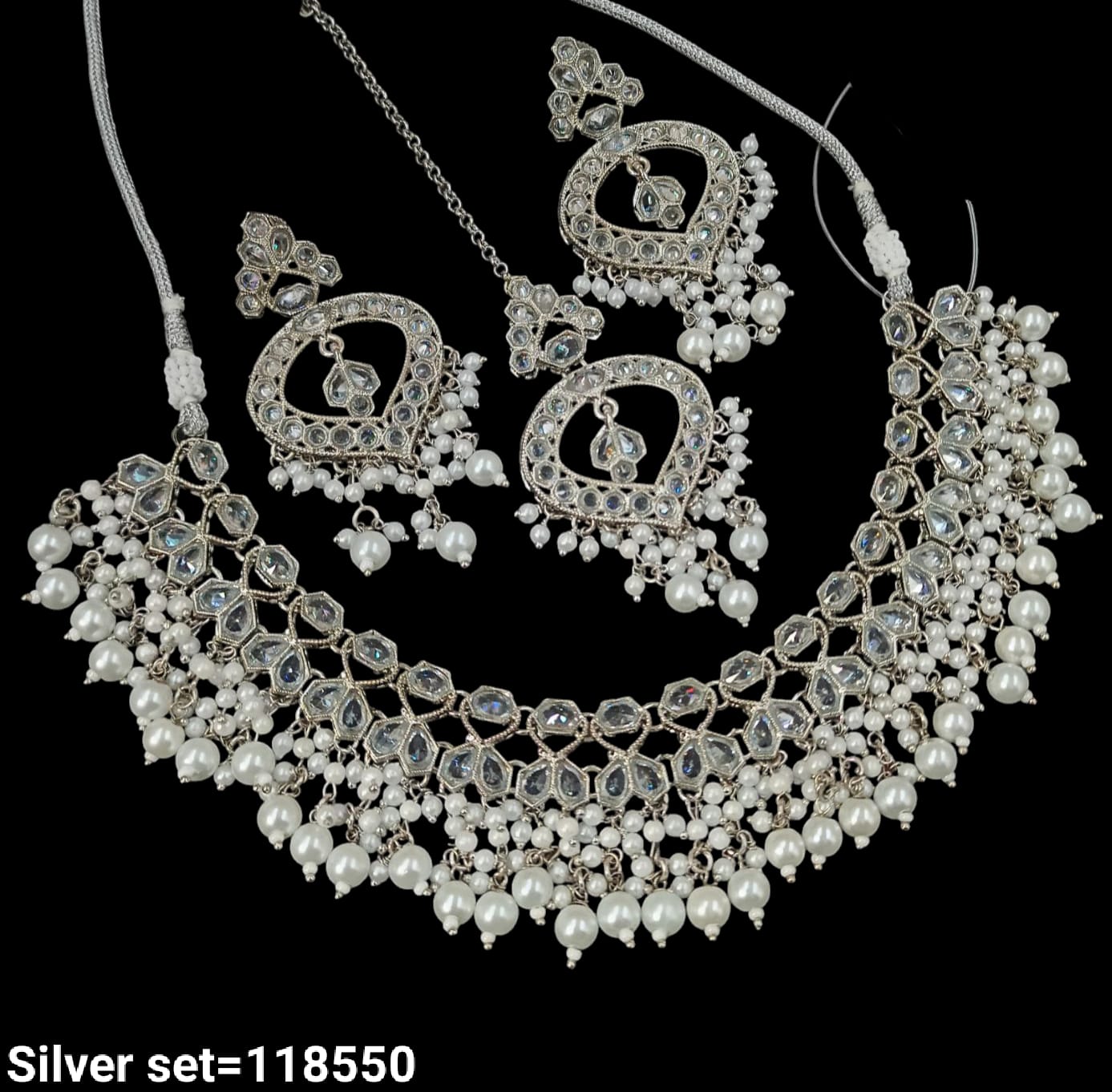 Fancy Silver Plated Choker Necklace Set