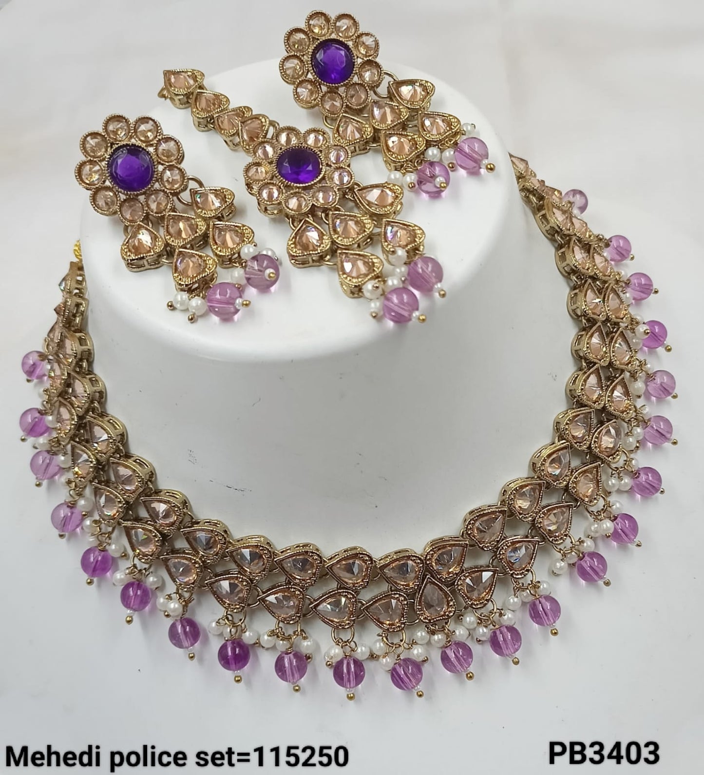 Antique Gold Plated Fancy Choker Necklace Set