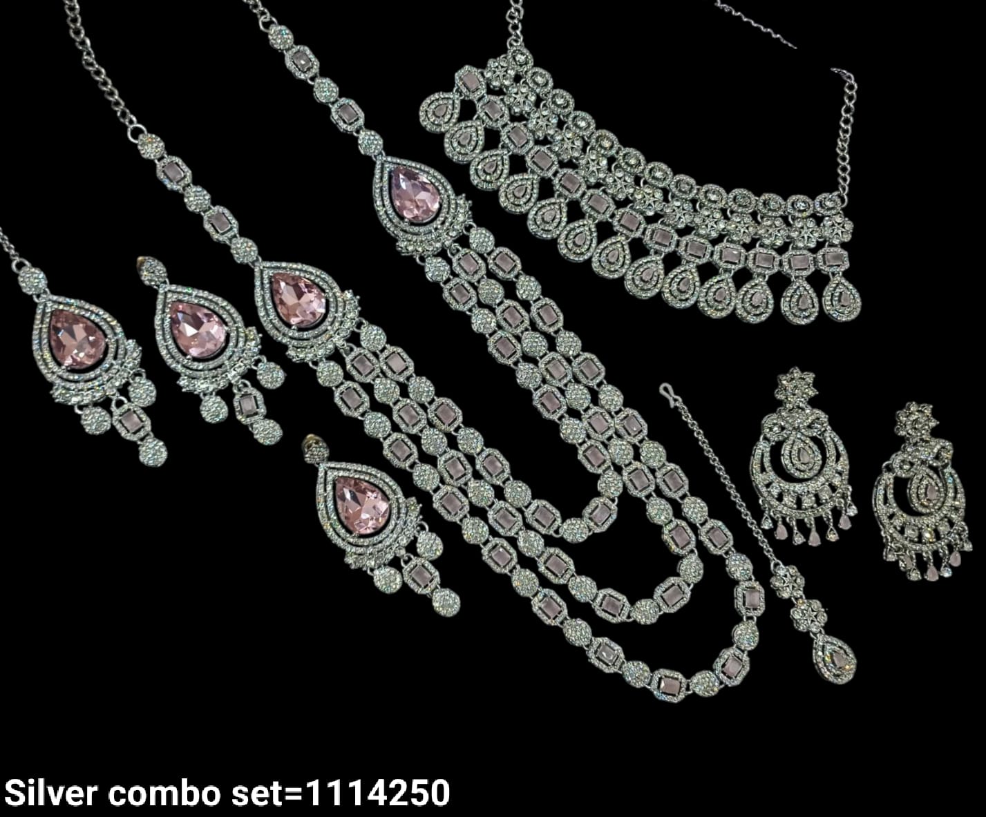 Silver Plated Fancy Combo Necklace Set