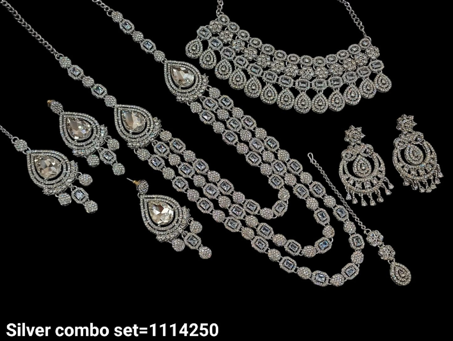 Silver Plated Fancy Combo Necklace Set