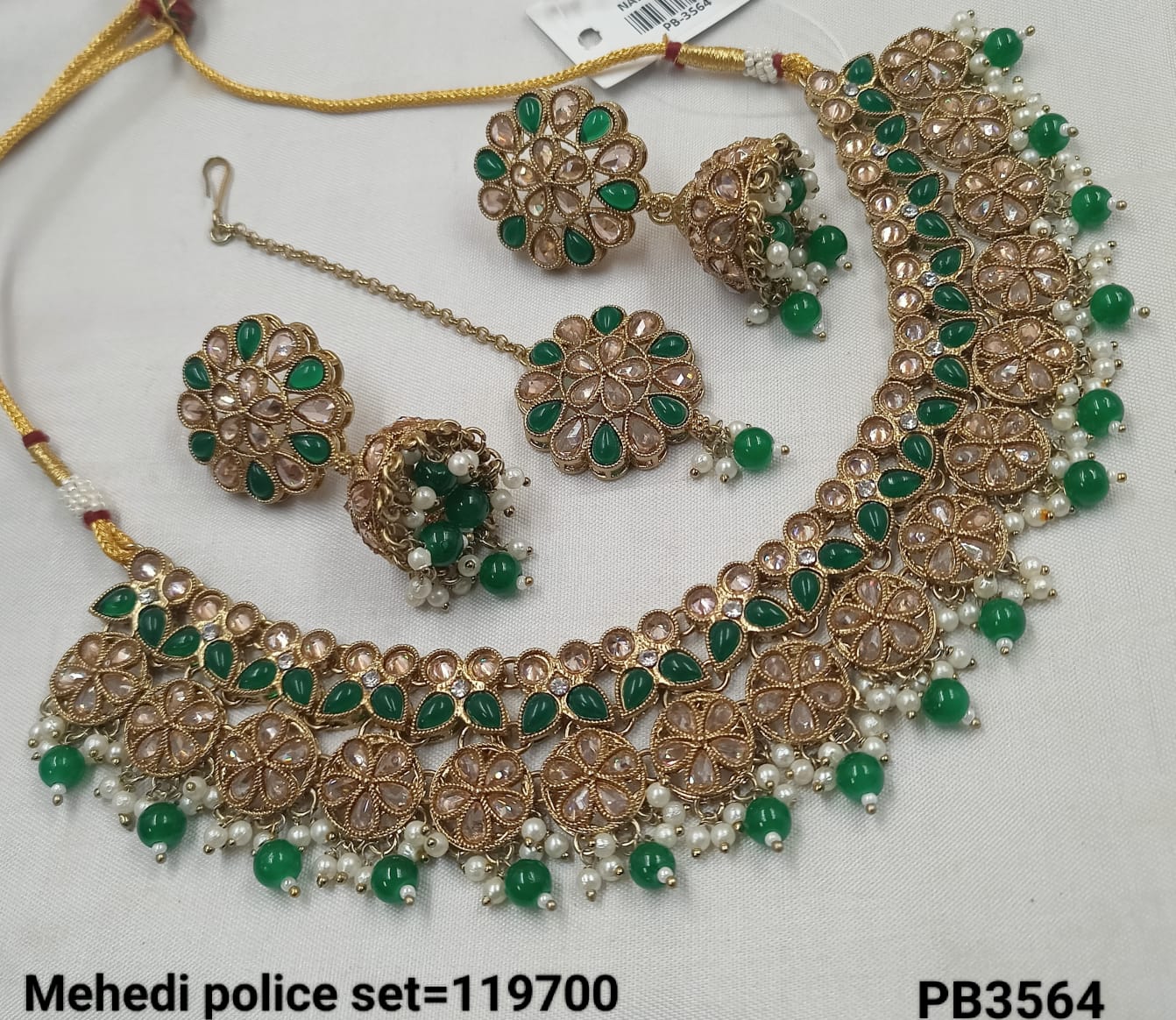 Antique Gold Plated With Pearl Choker Necklace Set