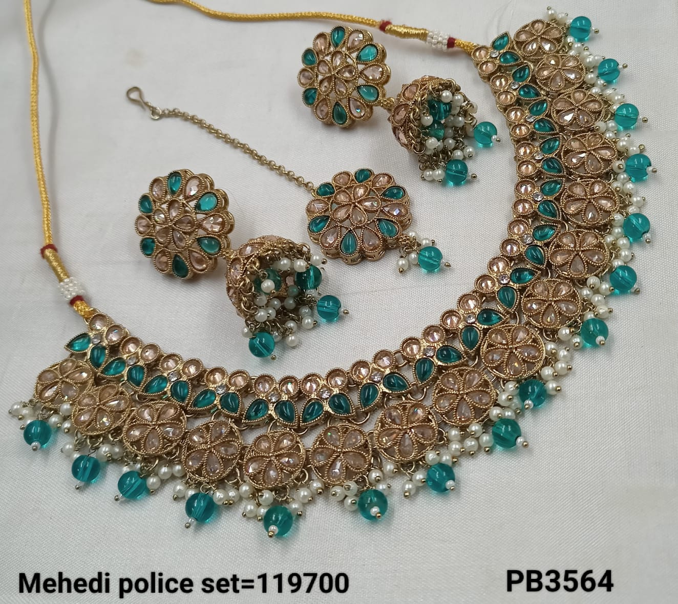 Antique Gold Plated With Pearl Choker Necklace Set